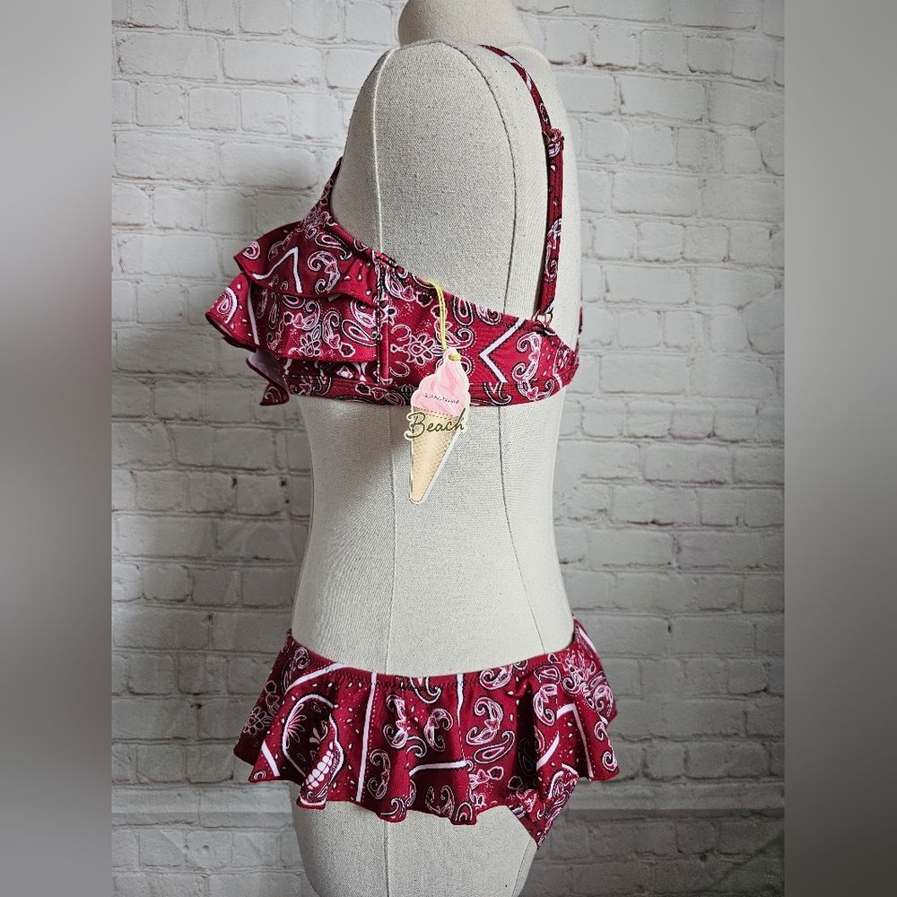 River Island Ruffled Red Bandana Print Bikini | 6 Top | 4 Bottom | NWT - Picture 4 of 10